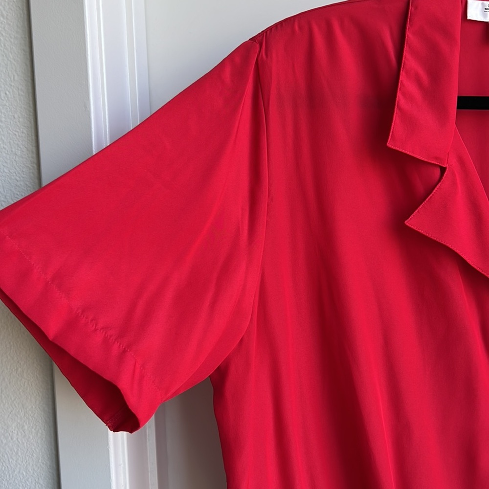Vintage Laura & Jayne Collection Red Button up Smocked Hem blouse - Picture 9 of 11